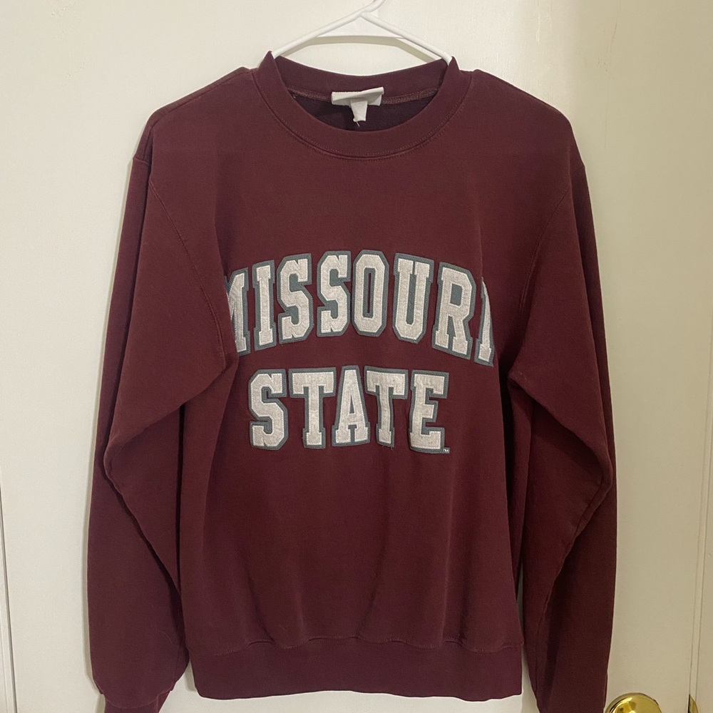 Missouri State Maroon Sweater stiched lettering